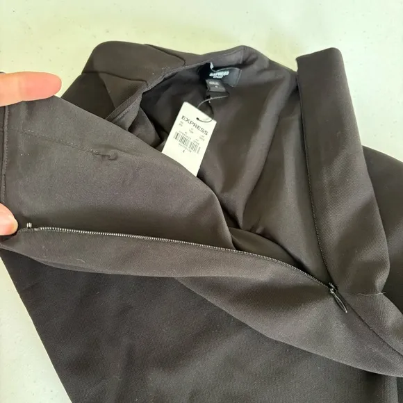 NWT EXPRESS stylist super high waisted side slit midi pencil skirt black size 4