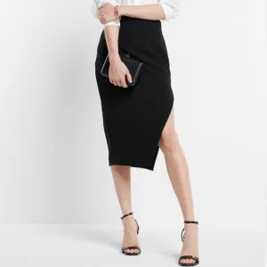 NWT EXPRESS stylist super high waisted side slit midi pencil skirt black size 4