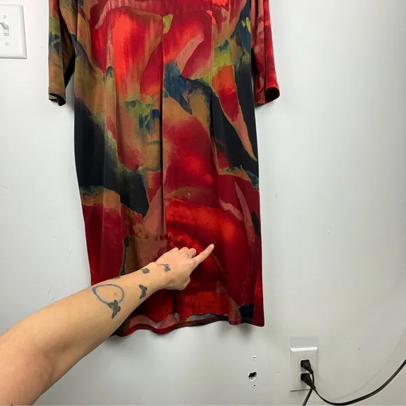 NWT Frank Lyman Multicolor Abstract Print Ruched Stretchy Dress