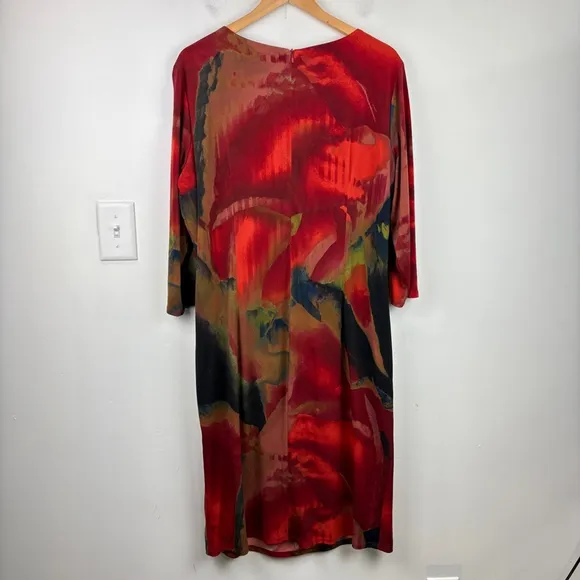 NWT Frank Lyman Multicolor Abstract Print Ruched Stretchy Dress