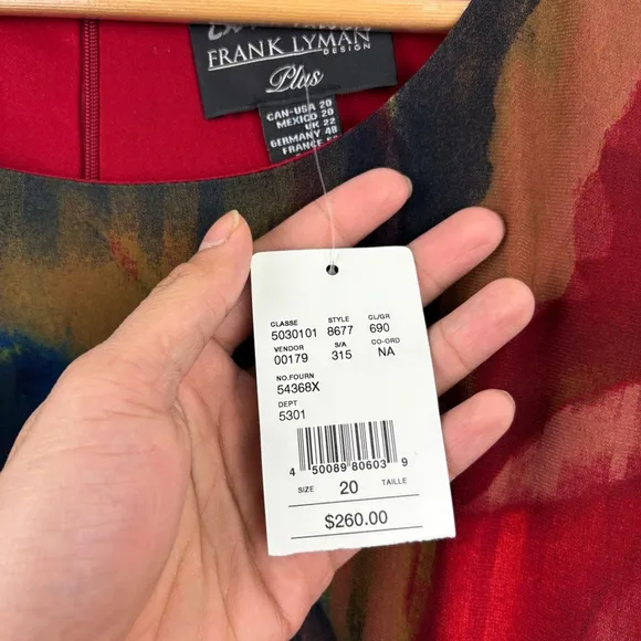 NWT Frank Lyman Multicolor Abstract Print Ruched Stretchy Dress