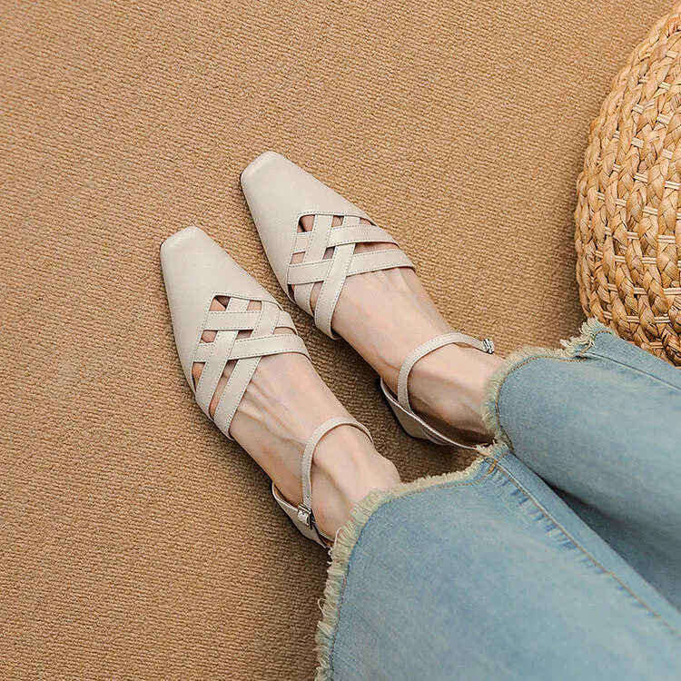 Off-White Block Heel Woven Sandals #001096