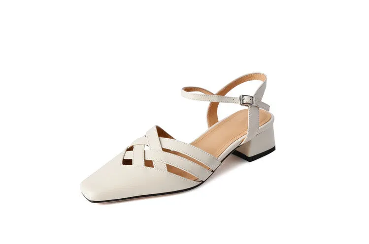 Off-White Block Heel Woven Sandals #001096