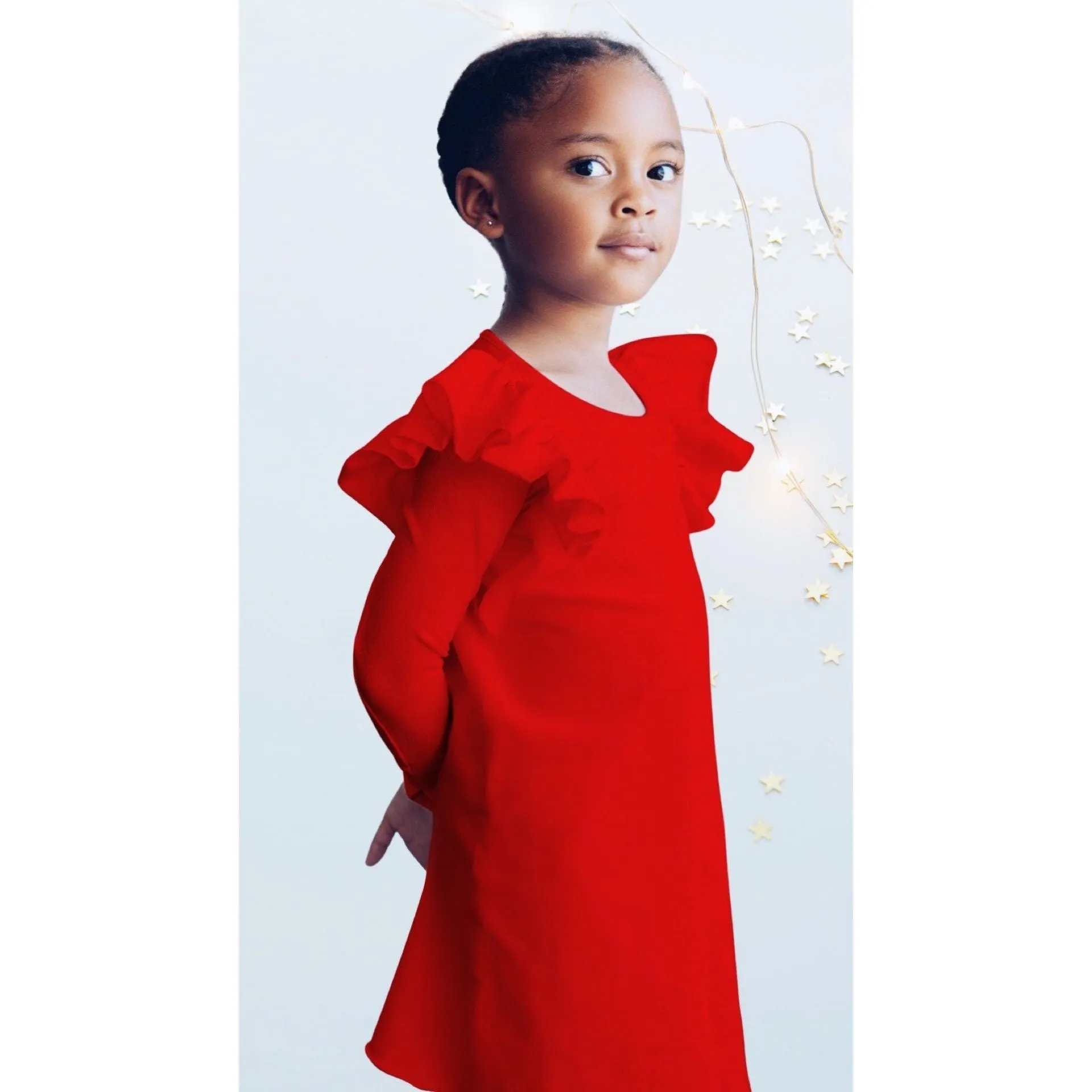 Organic Valentina Dress Long Sleeves Red