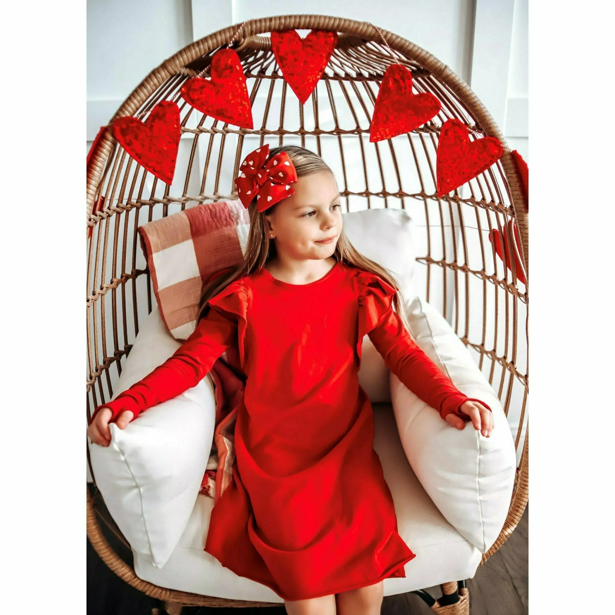 Organic Valentina Dress Long Sleeves Red