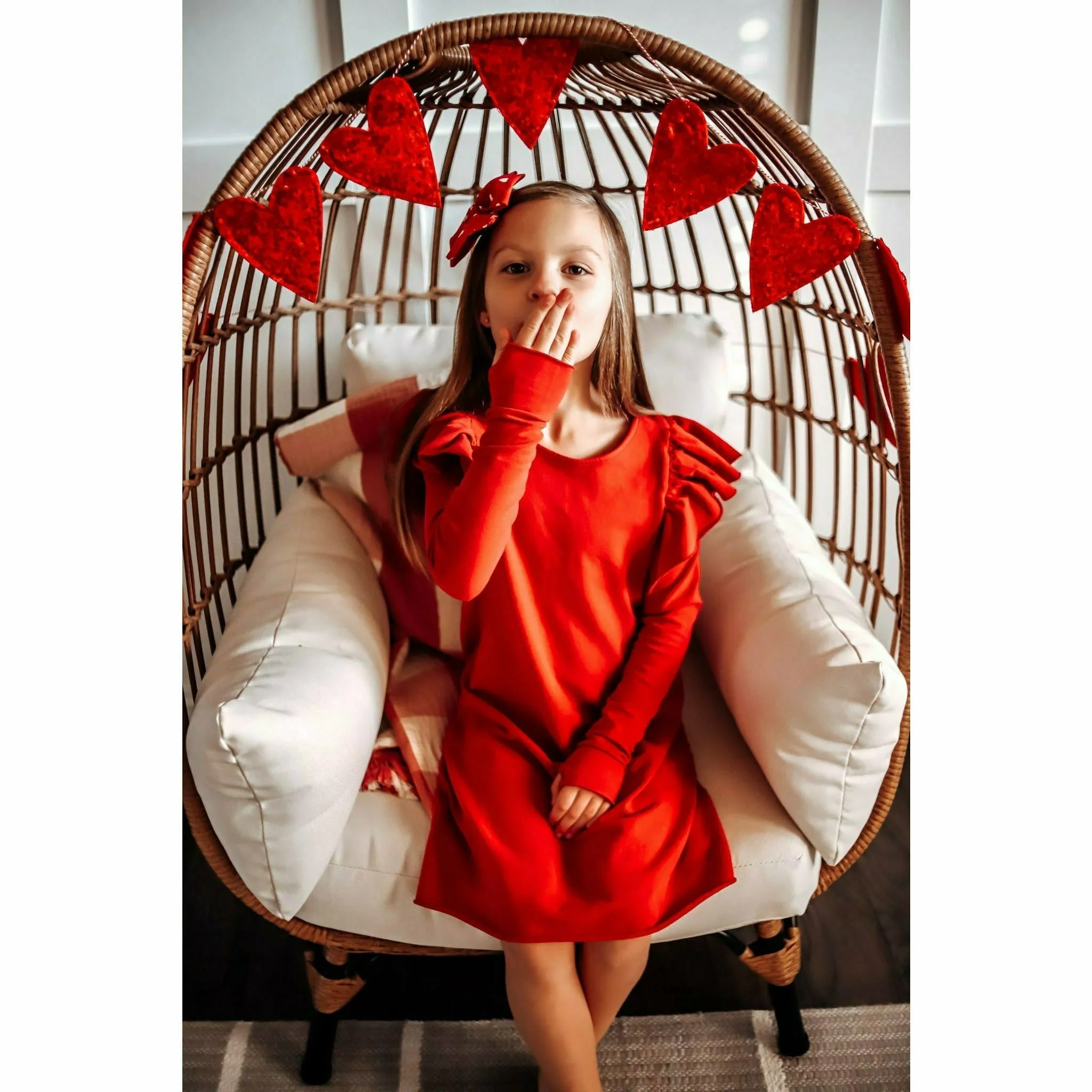 Organic Valentina Dress Long Sleeves Red