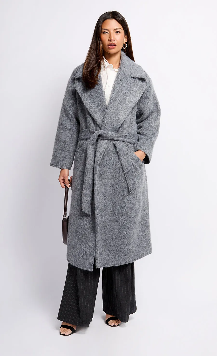 Oversized Grey Wool Blend Coat