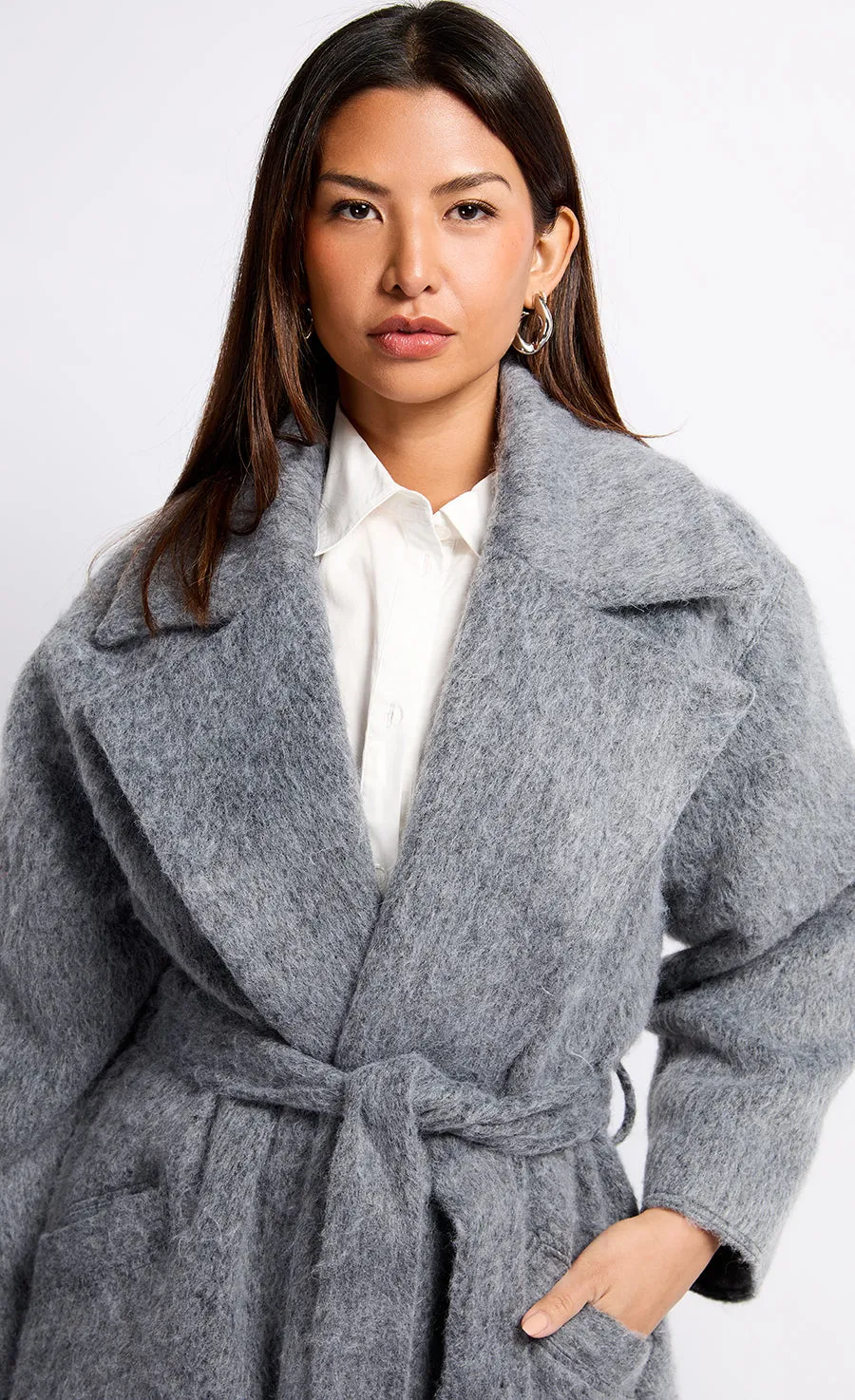 Oversized Grey Wool Blend Coat