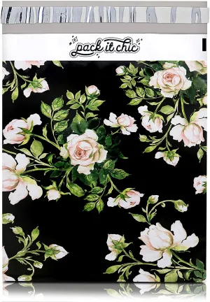 Pack It Chic - 10X13 (100 Pack) Floral Pattern Poly Mailer Envelope Plastic Custom Mailing & Shipping Bags - Self Seal