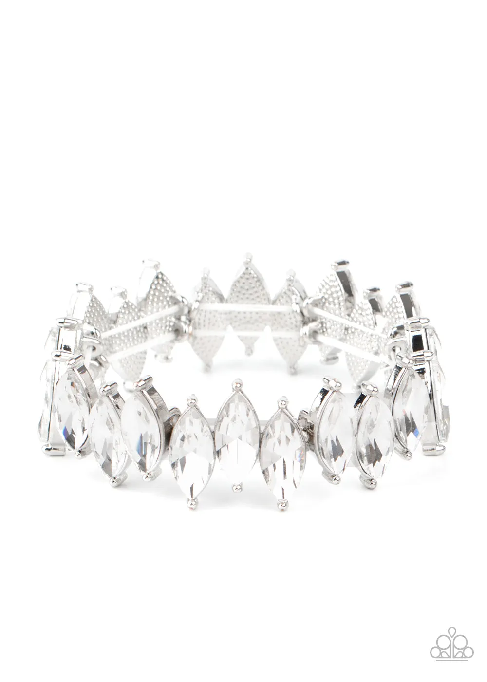 Paparazzi Fiercely Fragmented - White Stretchy Bracelet