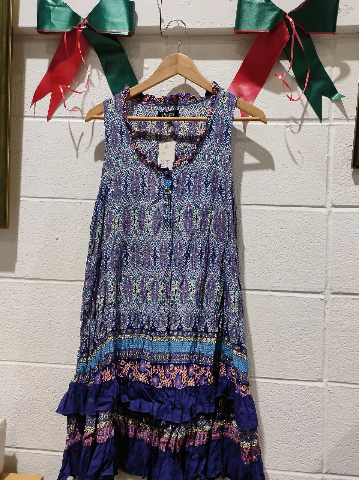 Papillon Tunic Dress Size L Women's Sleeveless Boho Aztec Flowy Lightweight