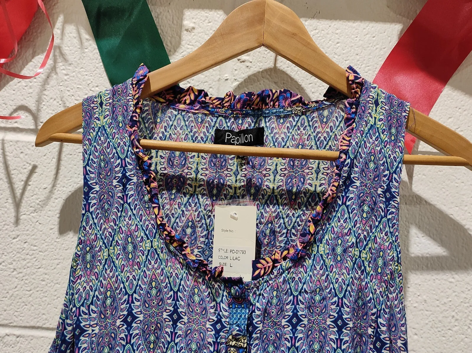 Papillon Tunic Dress Size L Women's Sleeveless Boho Aztec Flowy Lightweight
