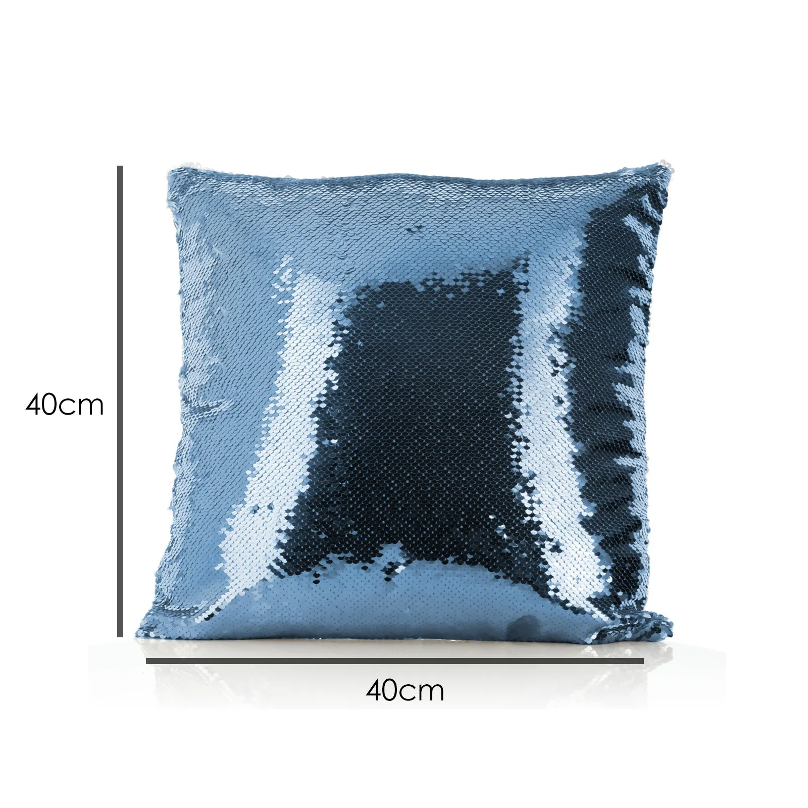 Personalised Sequin Cushion with Grey Wolf Blue Flowers and Cute Text