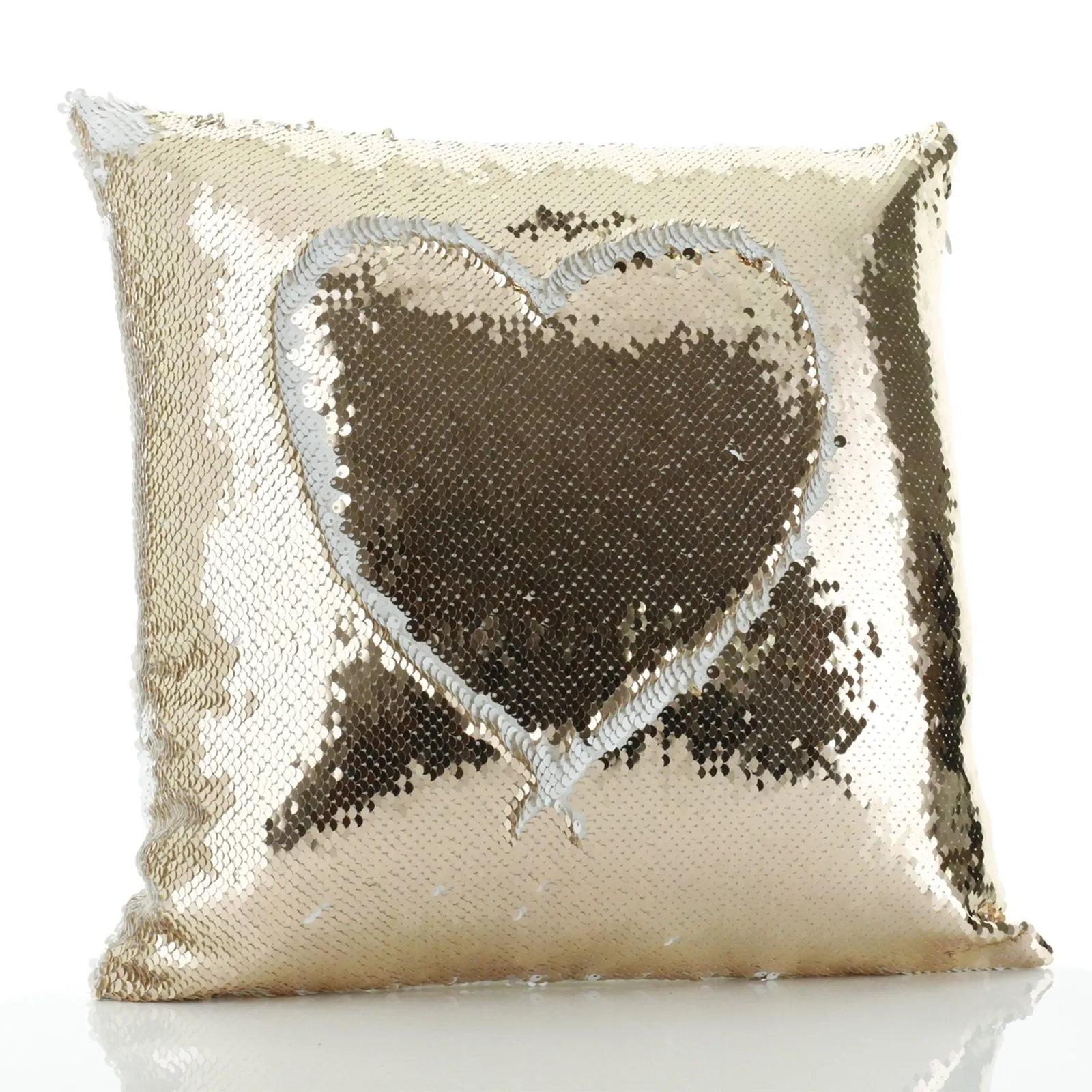 Personalised Sequin Cushion with Grey Wolf Blue Flowers and Cute Text
