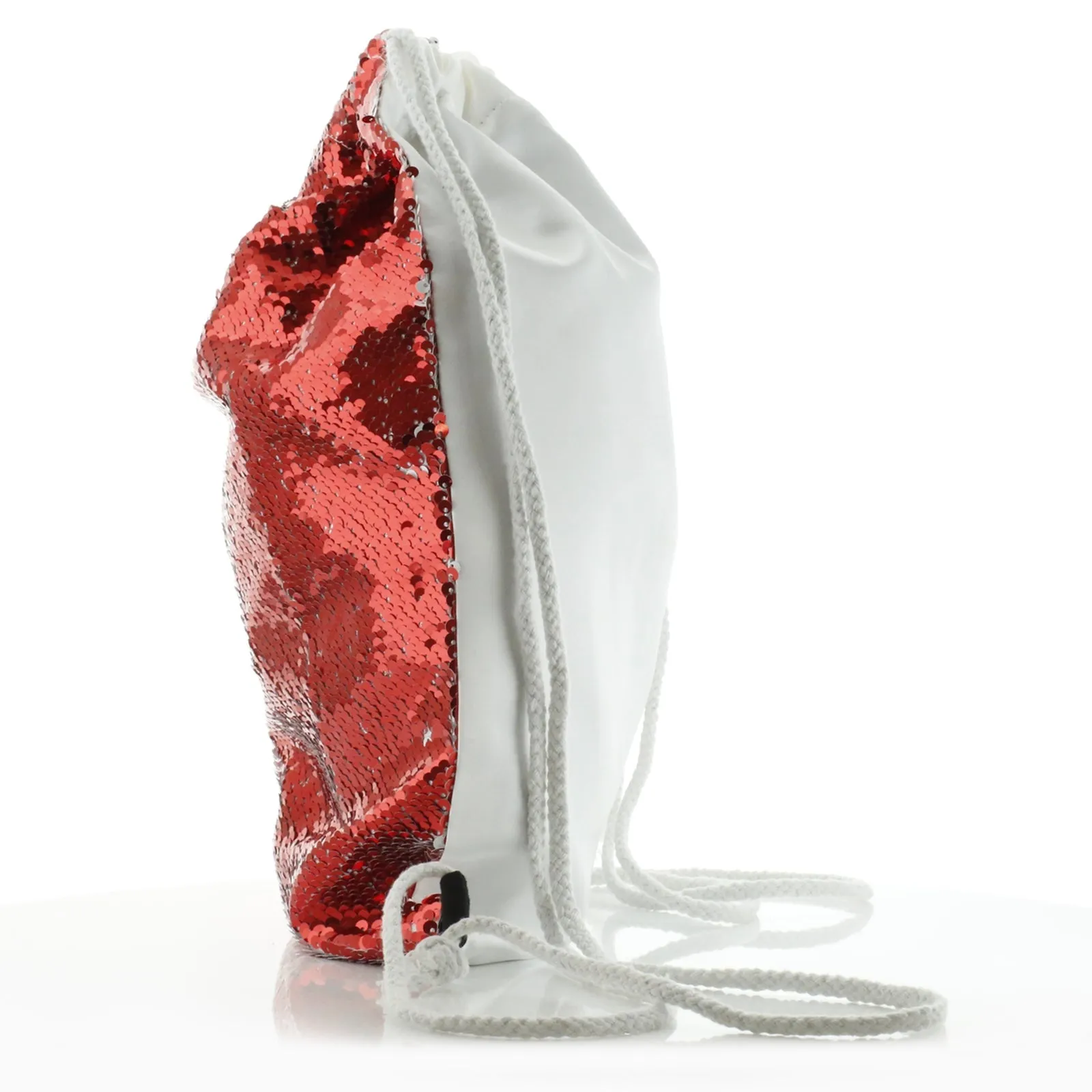 Personalised Sequin Drawstring Backpack with Meerkat Baby and Adult and Cute Text