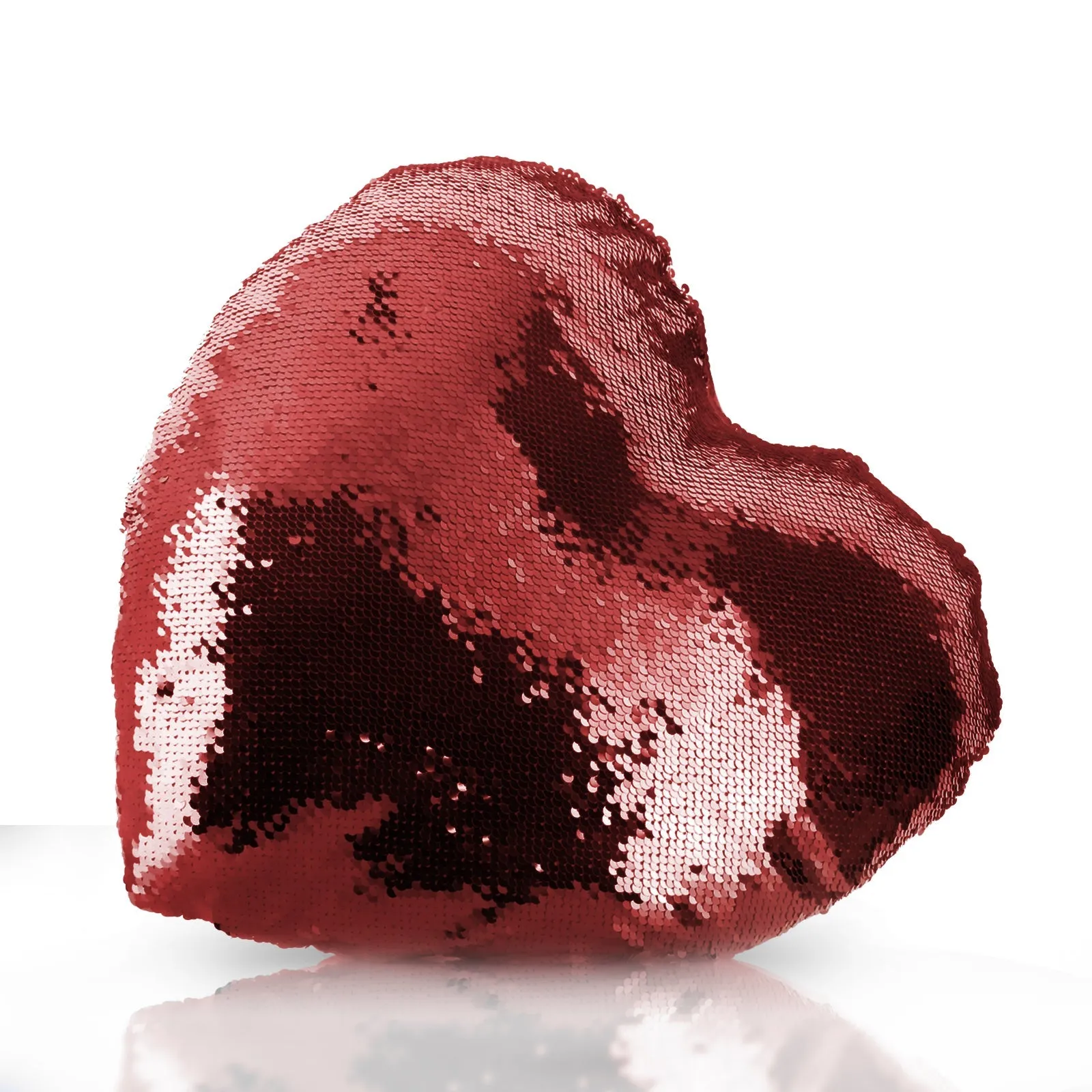 Personalised Sequin Heart Cushion with Red squirrel Heart Wreaths and Cute Text