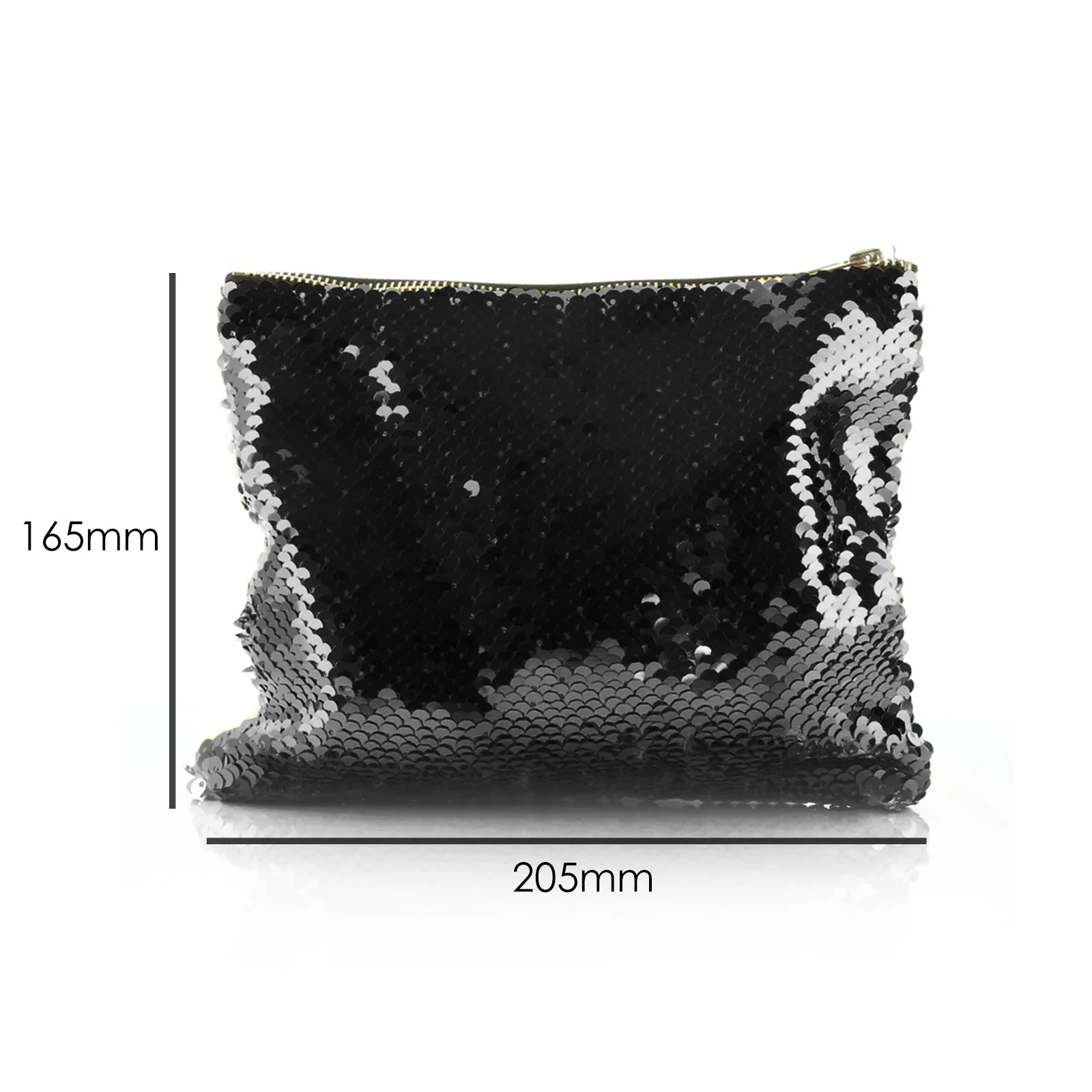 Personalised Sequin Zip Bag with Stylish Text and Love Heart Birds Print