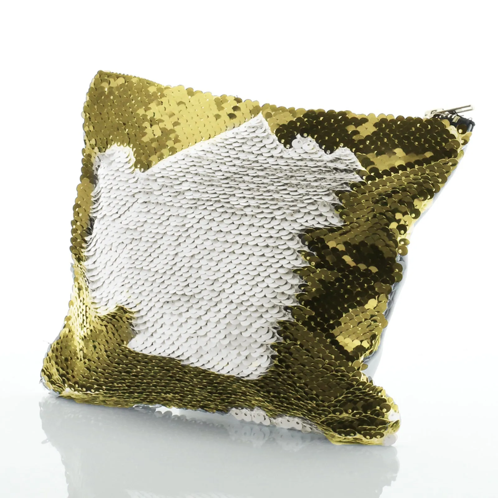 Personalised Sequin Zip Bag with Stylish Text and Love Heart Birds Print