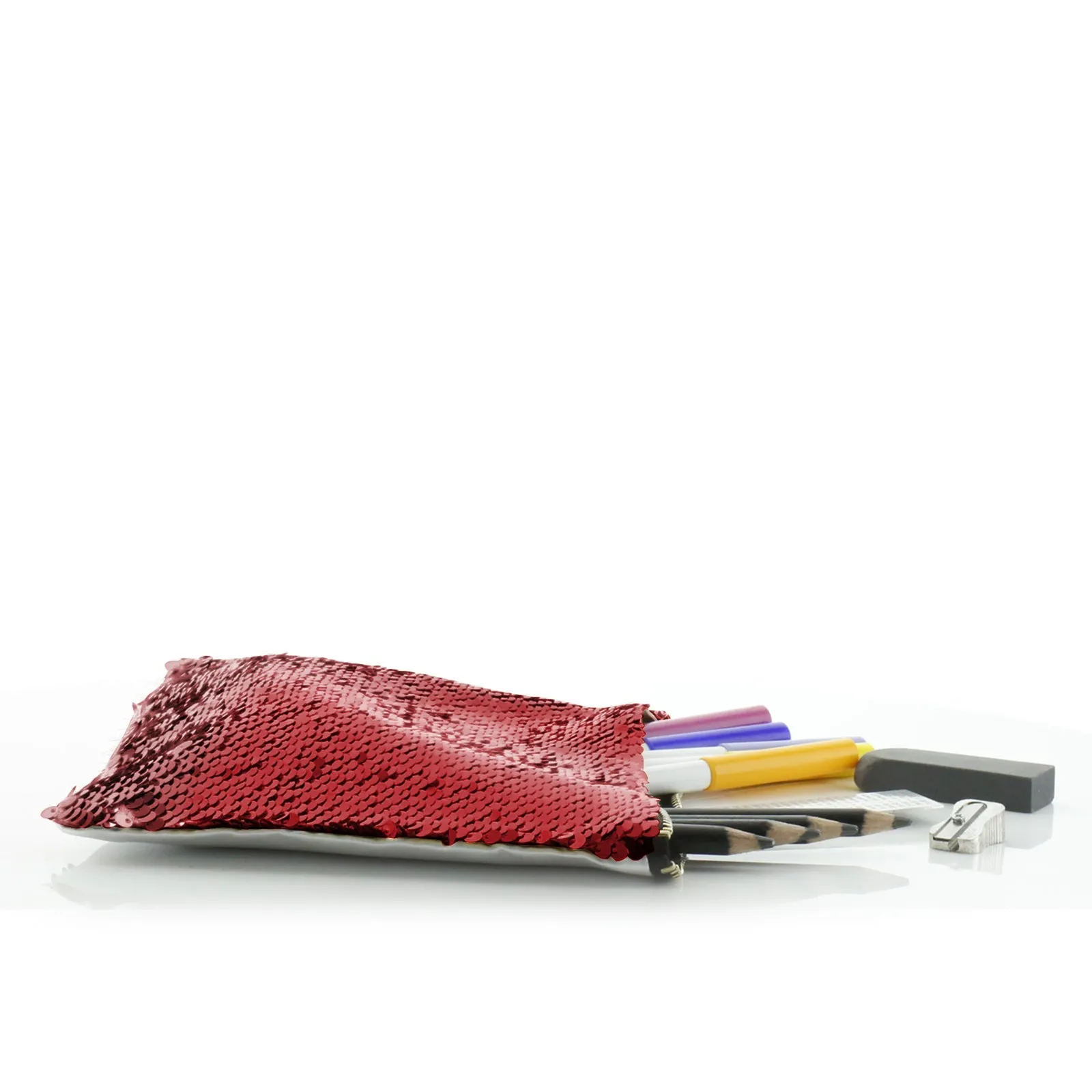 Personalised Sequin Zip Bag with Stylish Text and Love Heart Birds Print