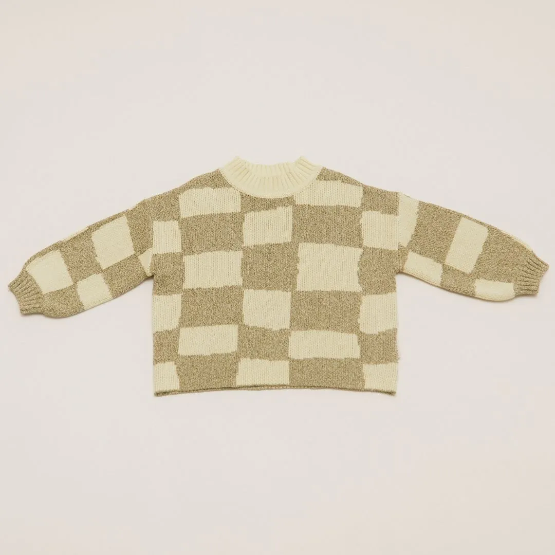 Phoenix Checked Knit Kiwi Sweater