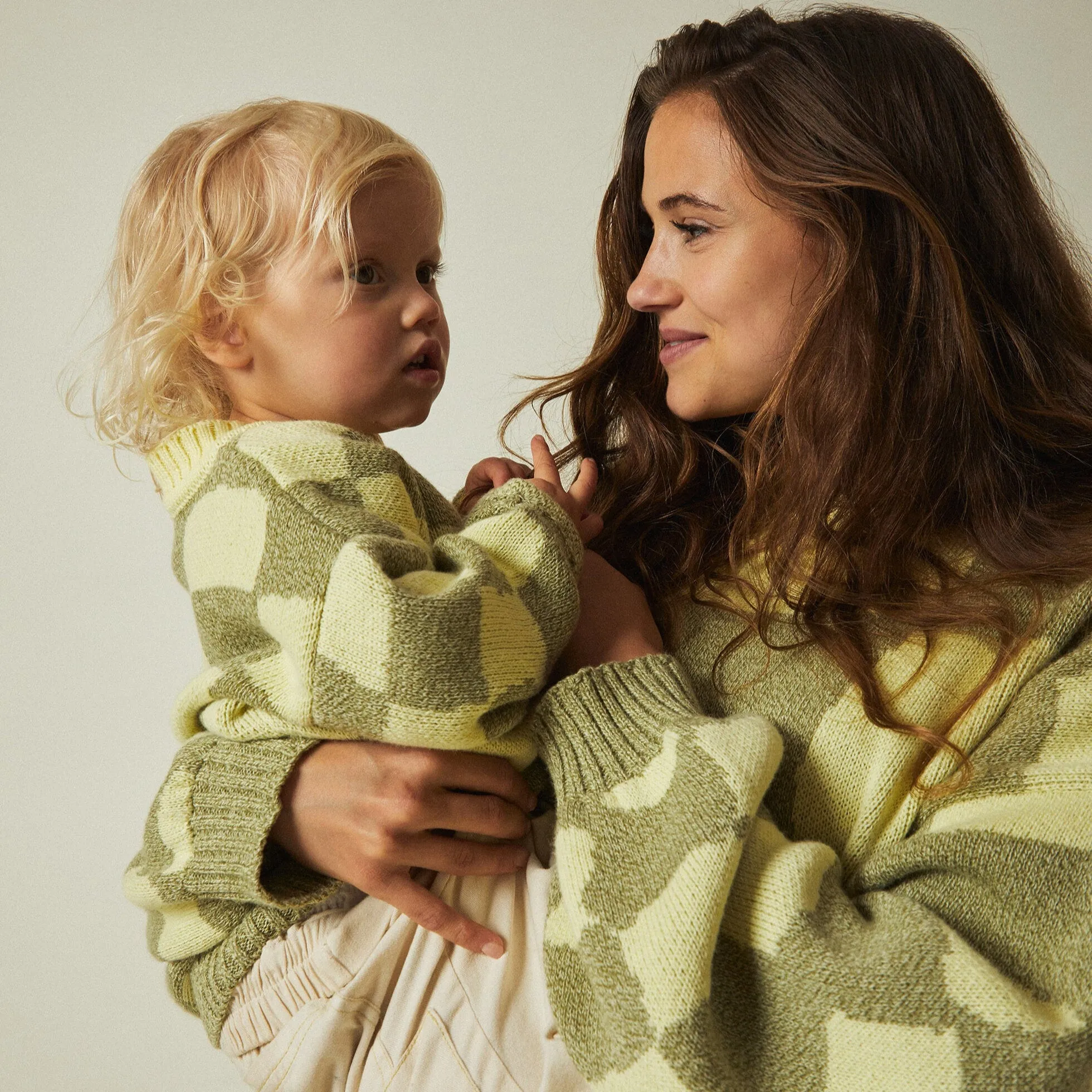 Phoenix Checked Knit Kiwi Sweater