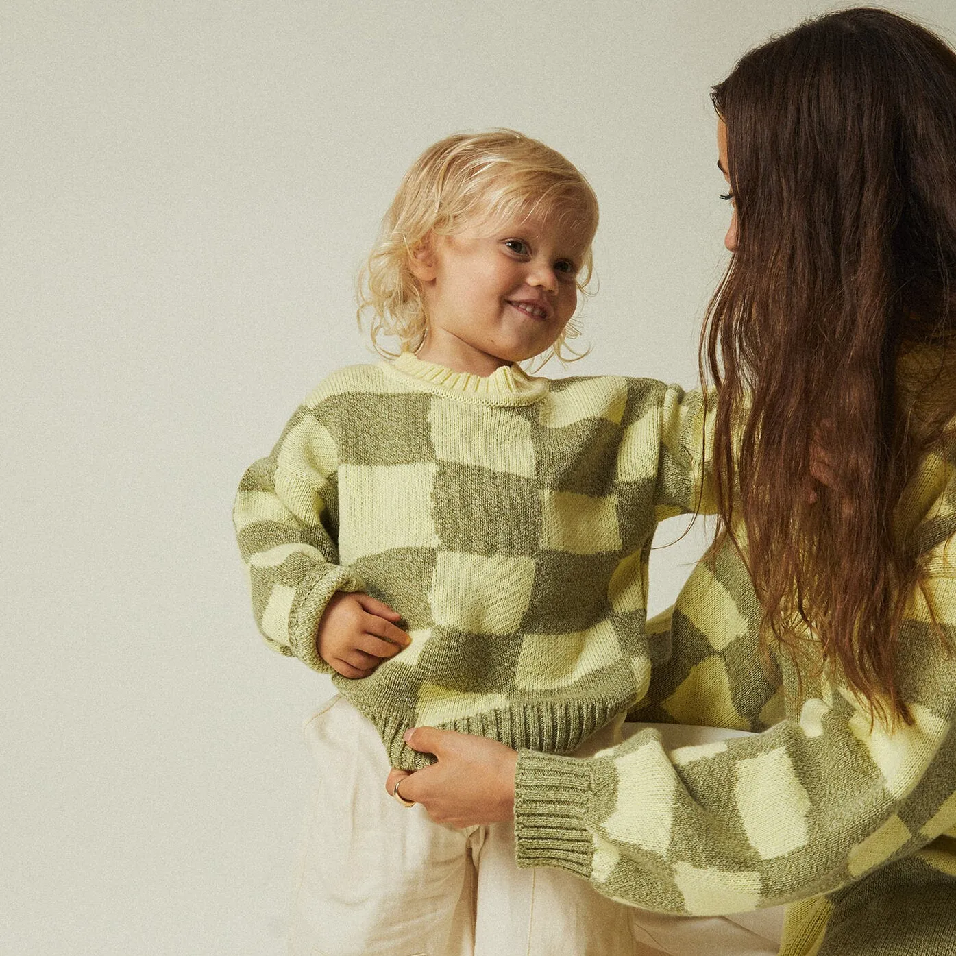 Phoenix Checked Knit Kiwi Sweater
