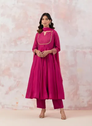 Pink Anarkali Set With Embroidery