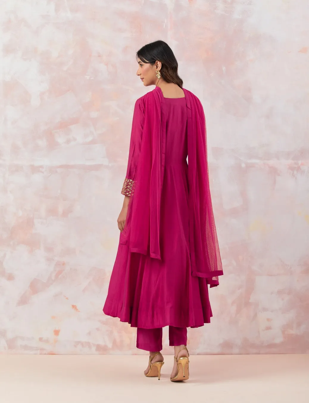 Pink Anarkali Set With Embroidery