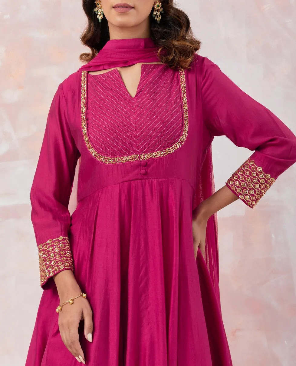 Pink Anarkali Set With Embroidery