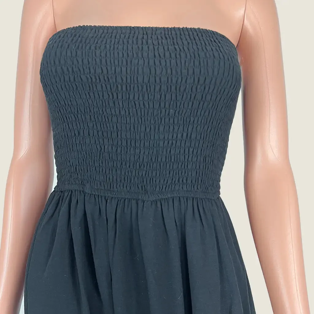 Pink Diamond Black Zoe Strapless Shirred Bodice Tiered Dress 10
