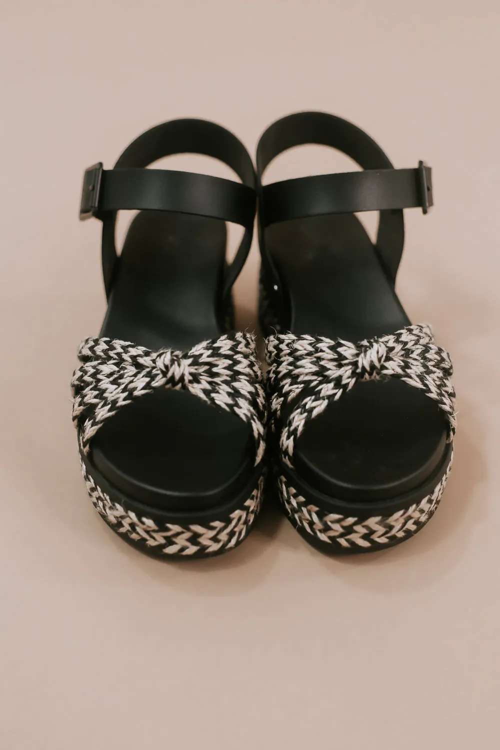 Platform Ankle Strap Sandal, Black