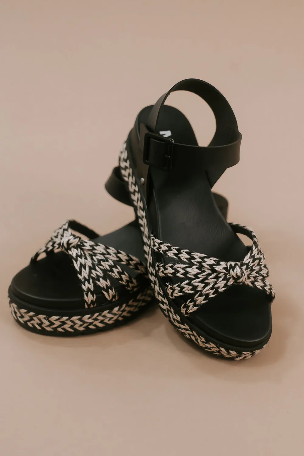Platform Ankle Strap Sandal, Black