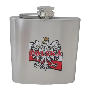 Polska Eagle on White & Red Flag Stainless Steel Flask 6oz