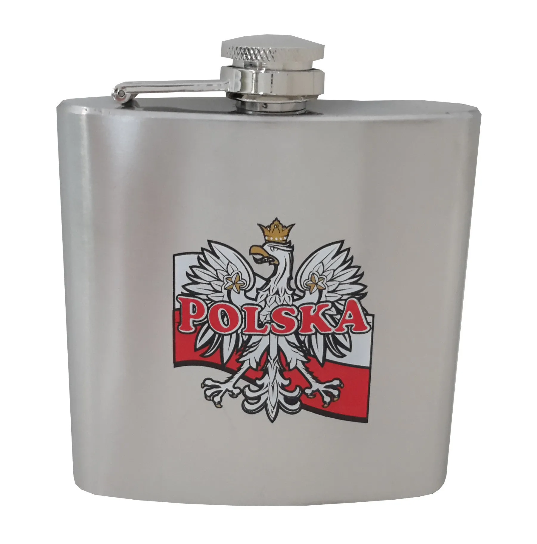 Polska Eagle on White & Red Flag Stainless Steel Flask 6oz