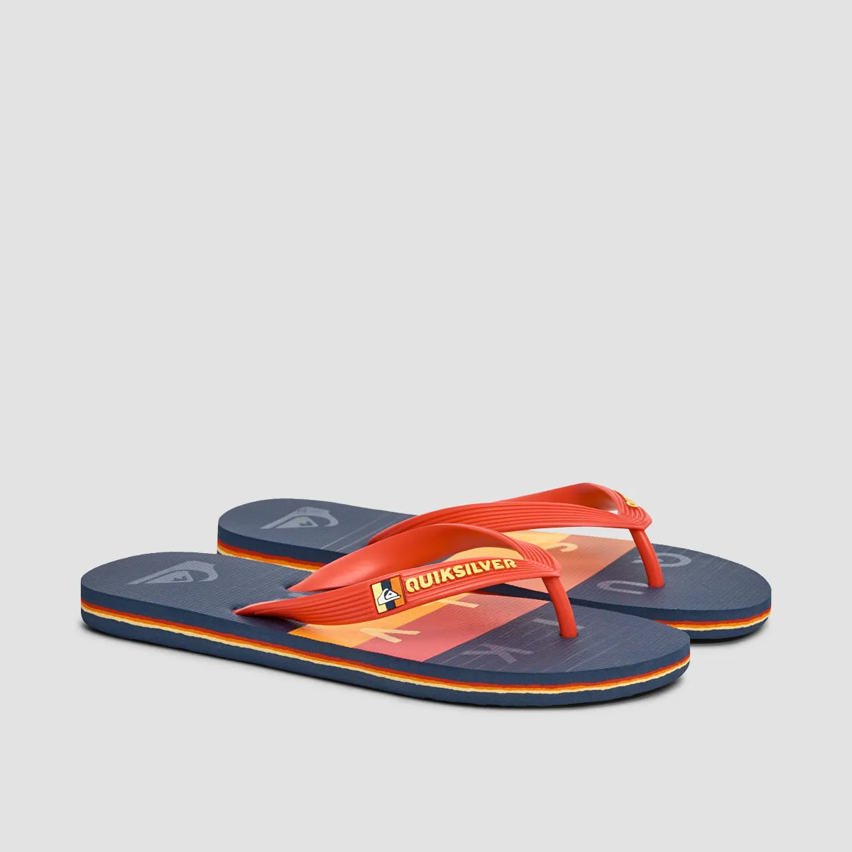Quiksilver Molokai Word Block Flip-Flops Black/Red/Blue - Kids