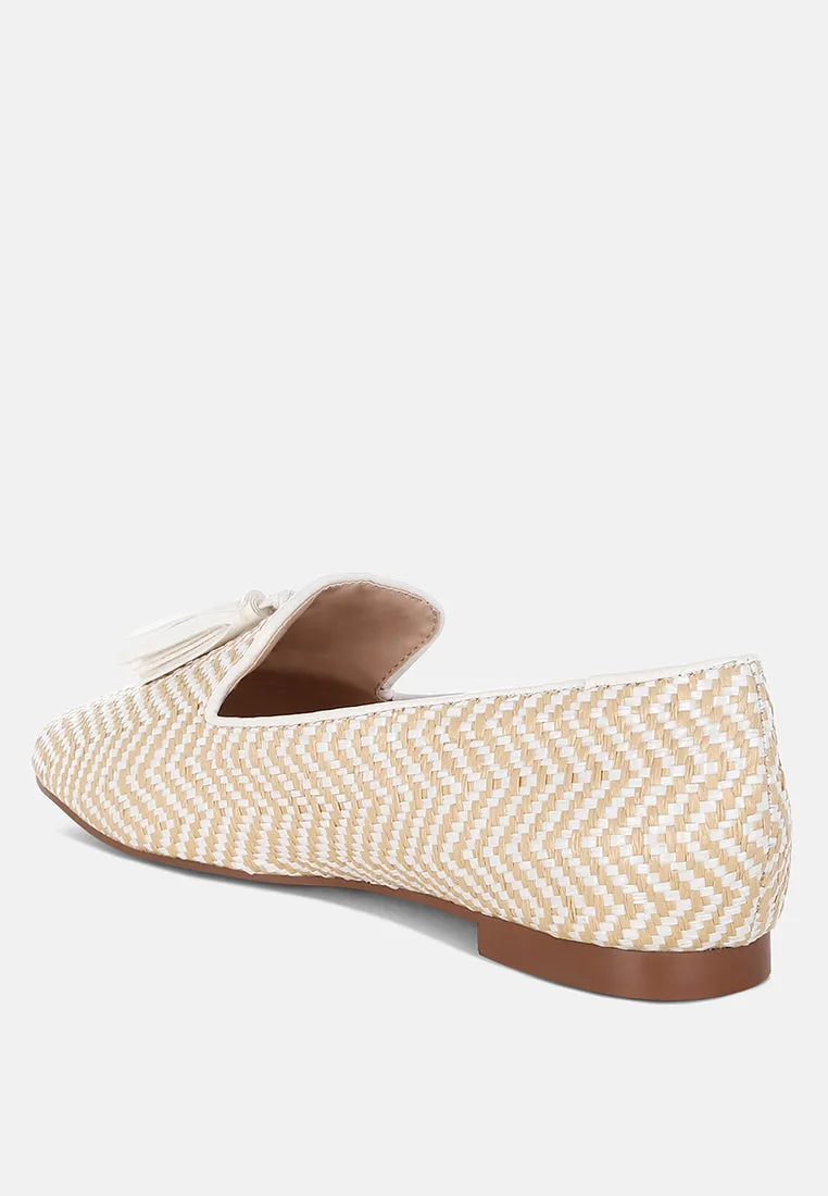 Raffia Tassels Detail Loafers By RUW