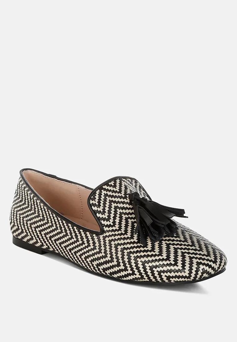 Raffia Tassels Detail Loafers By RUW