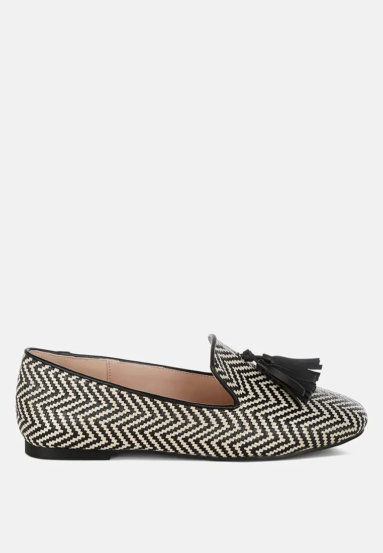 Raffia Tassels Detail Loafers By RUW