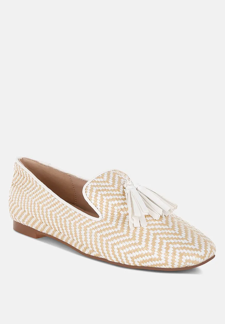 Raffia Tassels Detail Loafers By RUW