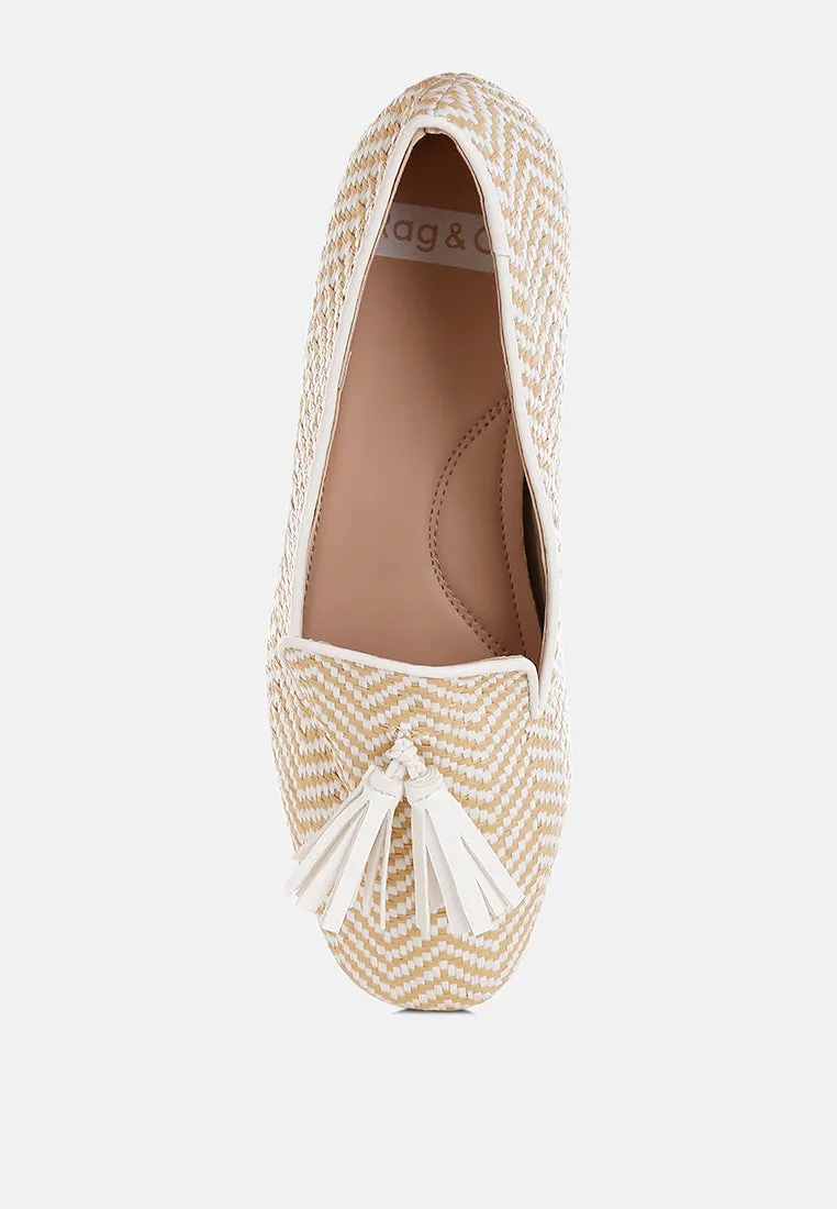 Raffia Tassels Detail Loafers By RUW