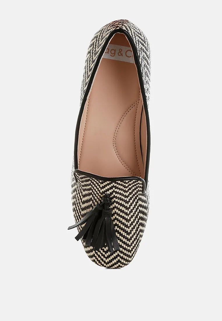 Raffia Tassels Detail Loafers By RUW