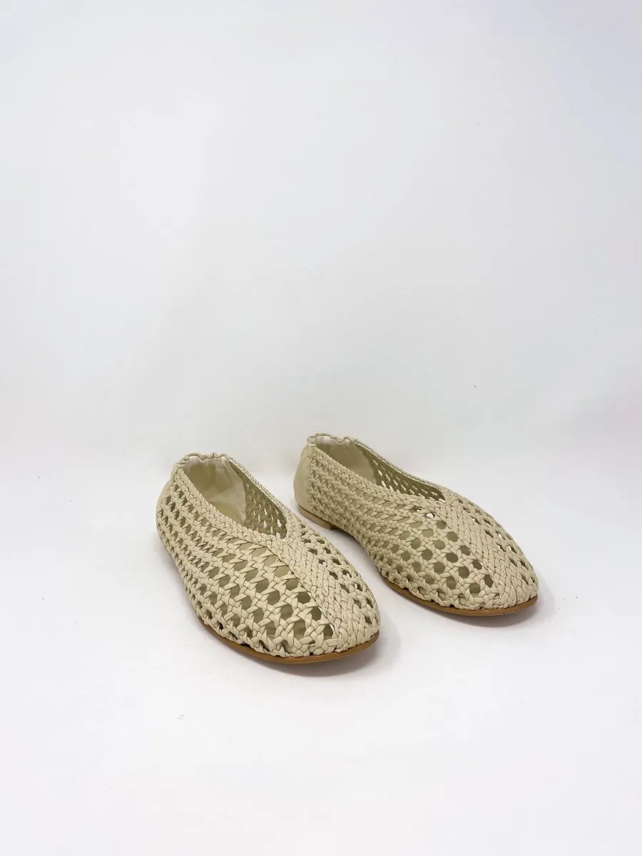 Riley in Vanilla Woven Calf