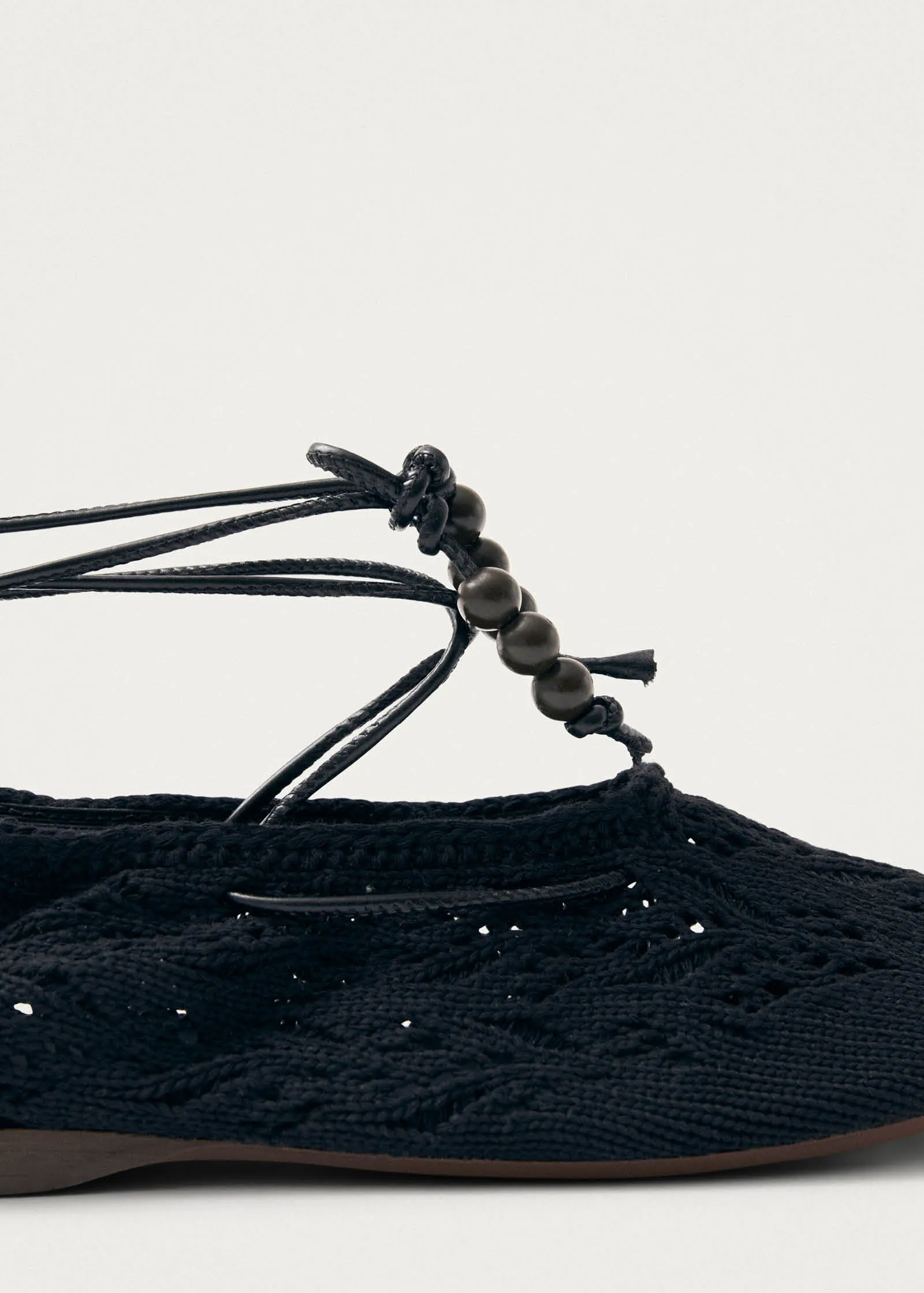 Rosemary Crochet Black Ballet Flats