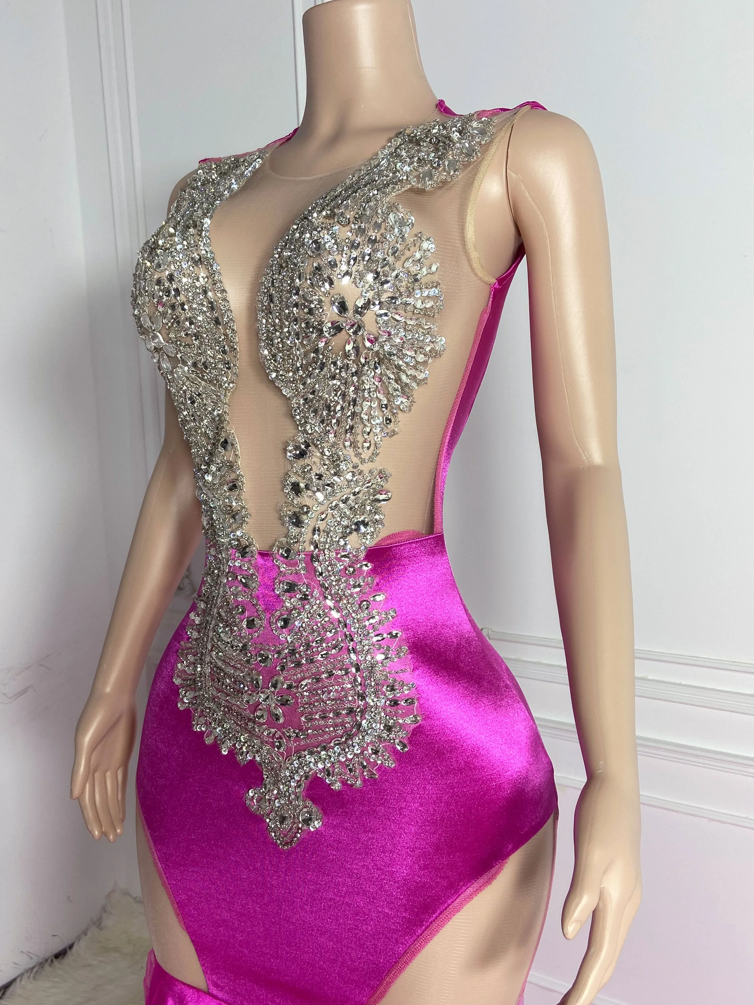 Rosy Feathered Maxi Charm Gown