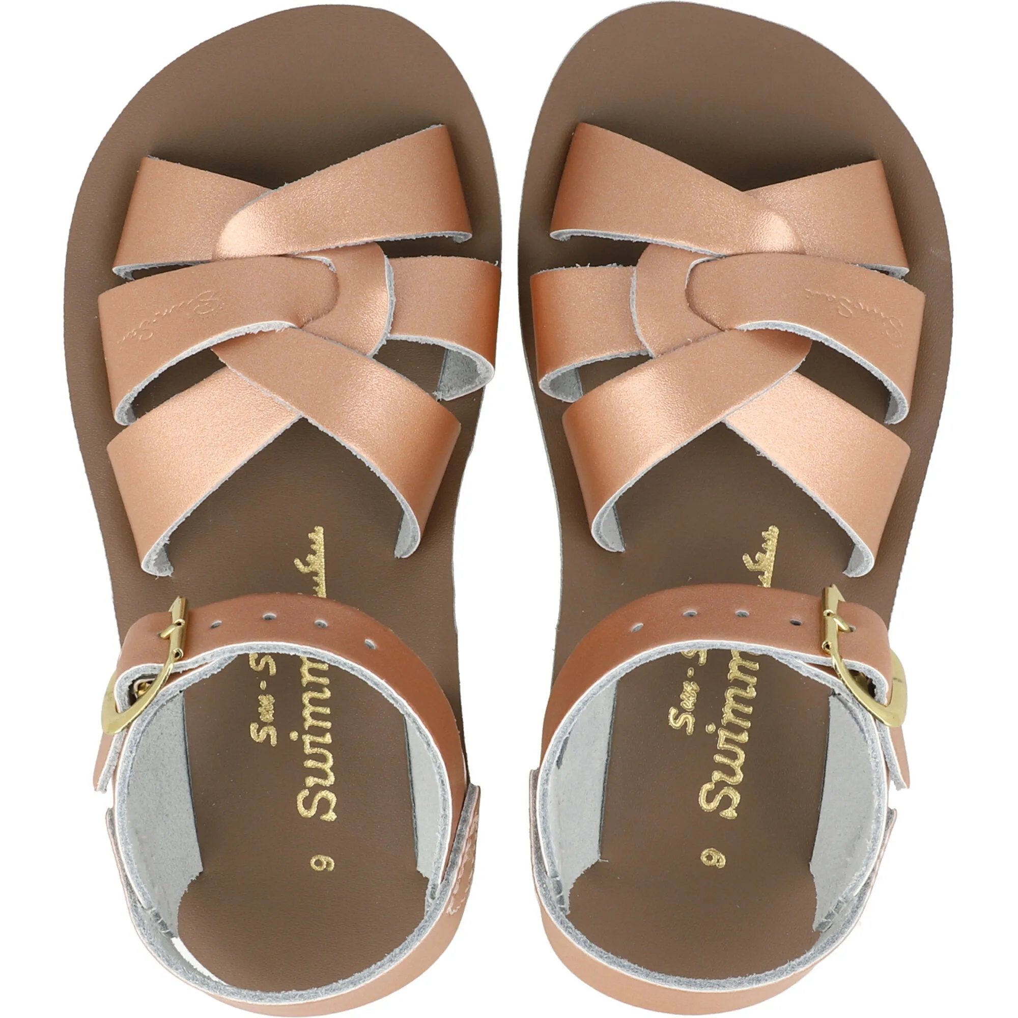 Salt-Water Sun-San Swimmer Rose Gold Kids Sandals