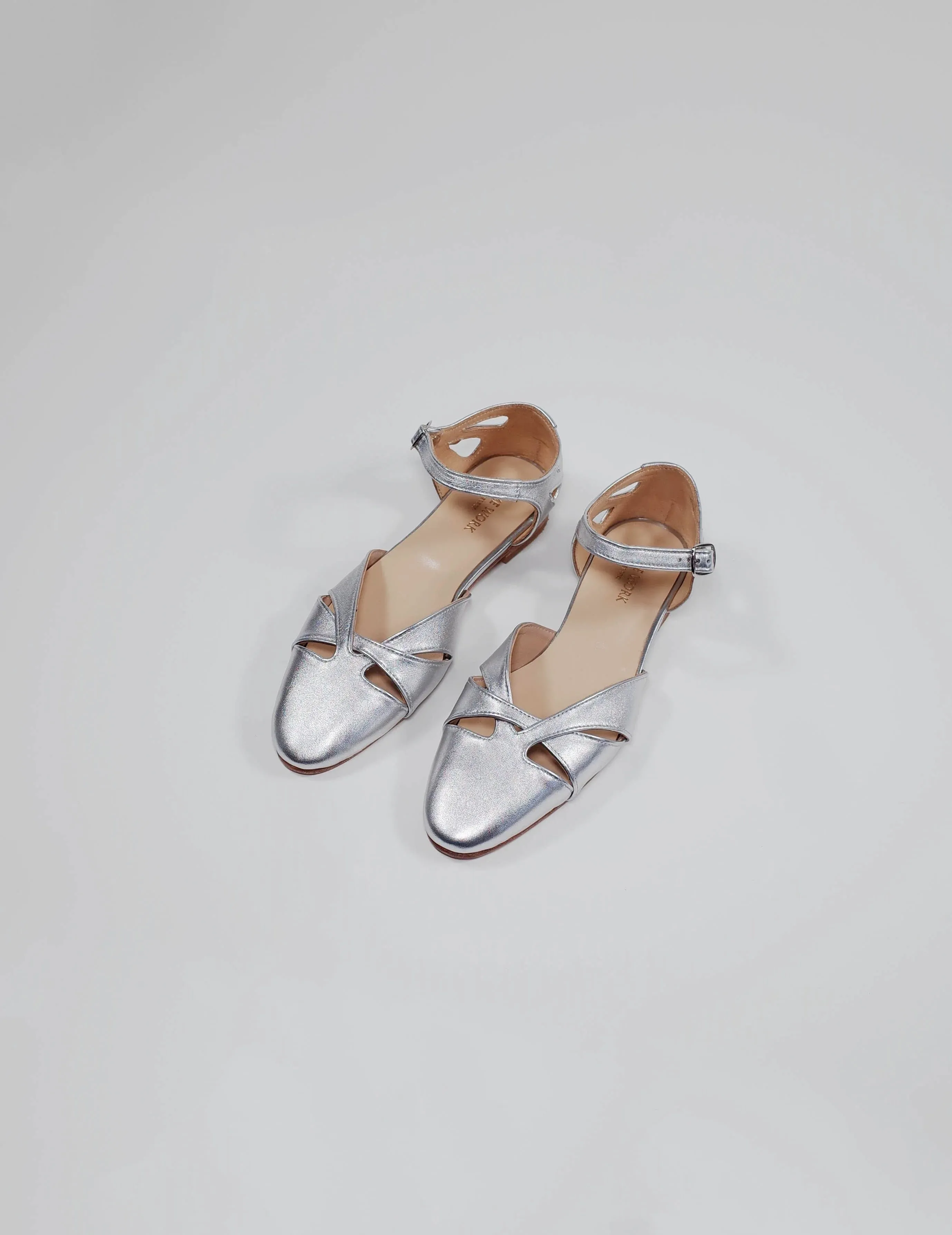 Silver Hollow Woven Sandals