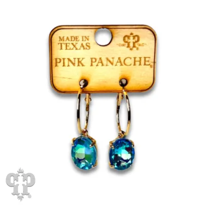 Silver Oval rhinestone earring on hoop