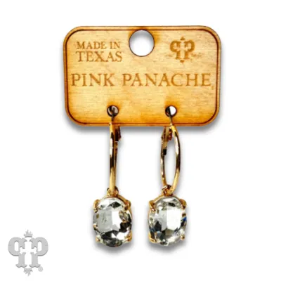 Silver Oval rhinestone earring on hoop