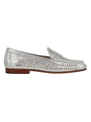 Silver Penny Woven Loafer