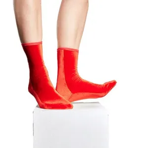 Simone Wild Velvet Socks in Fire Red